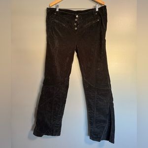 Free People Hit Back Black Velvet Slim Flare